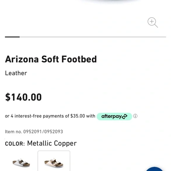 Women’s Birkenstock Arizona Leather Soft Footbed- Metallic Copper, size 39/250 - Picture 16 of 16